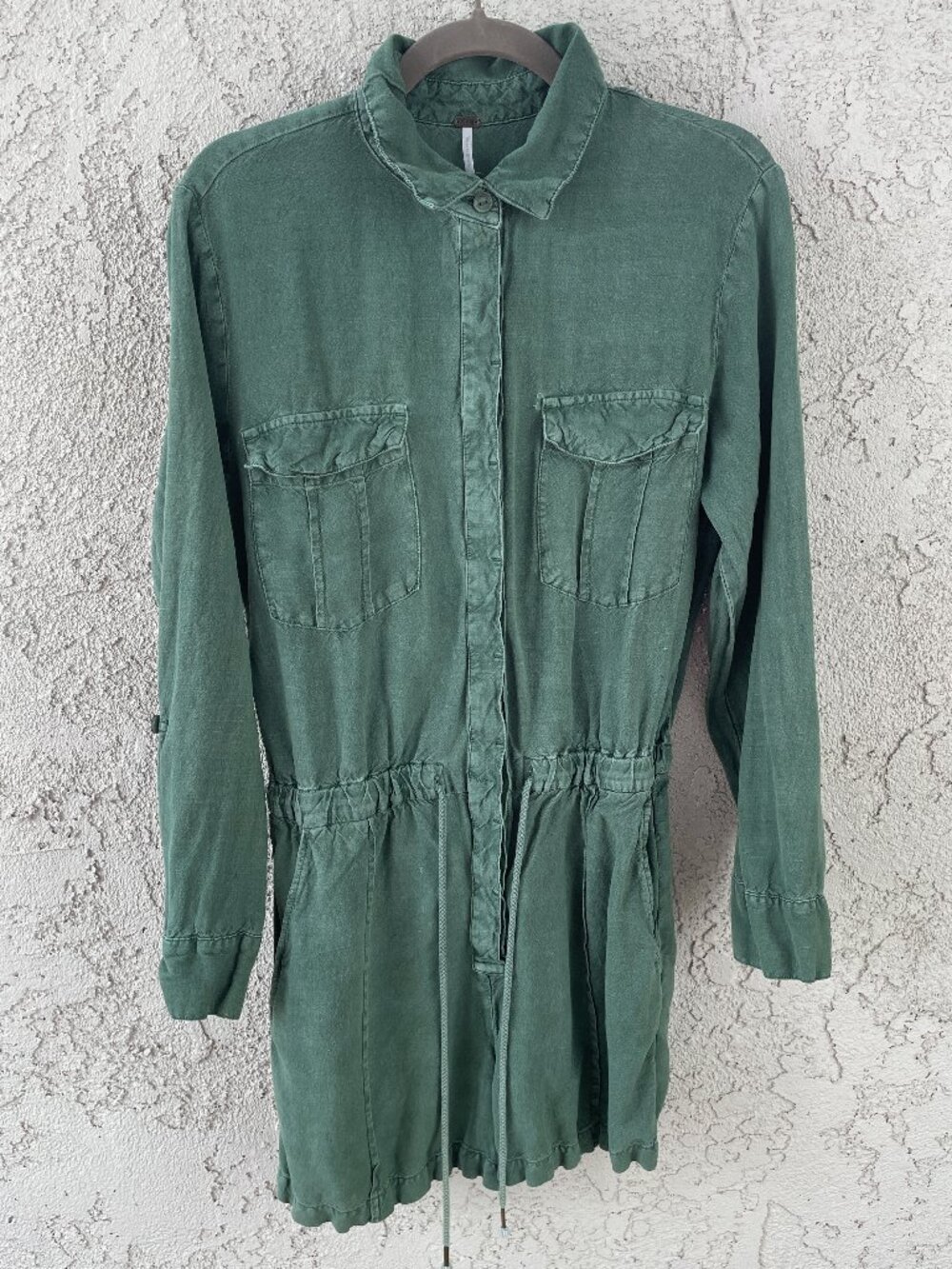 YFB Young Fabulous & Broke Green Long Sleeve Utility Romper Cargo Pocket Size M